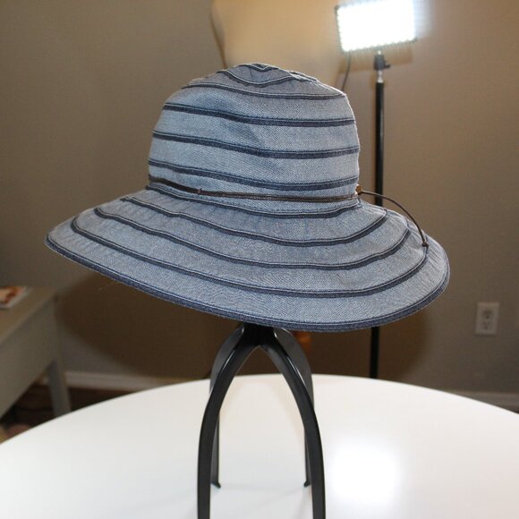Scala Collection Vintage Handcrafted Women's sun fashion Hat wide brim Blue - Picture 1 of 9